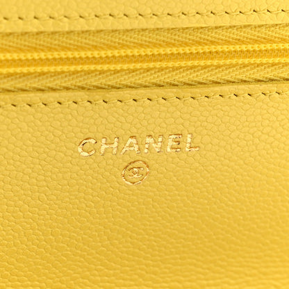 Caviar Quilted Wallet on Chain WOC Yellow