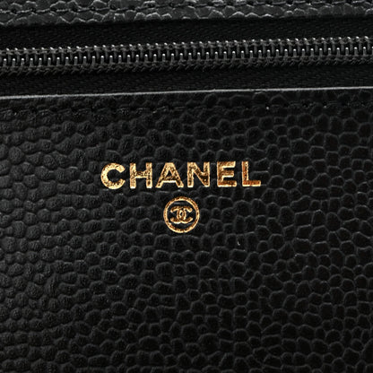 Caviar Quilted CC Turnlock Wallet On Chain WOC Black