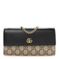 Dollar Calfskin GG Supreme Monogram Petite GG Marmont Wallet Chain Bag Black Beige Ebony