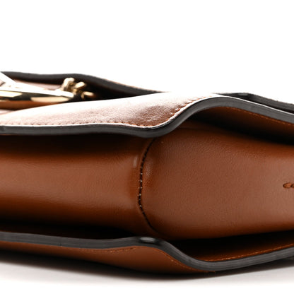 Suede Calfskin Small Faye Shoulder Bag Tobacco