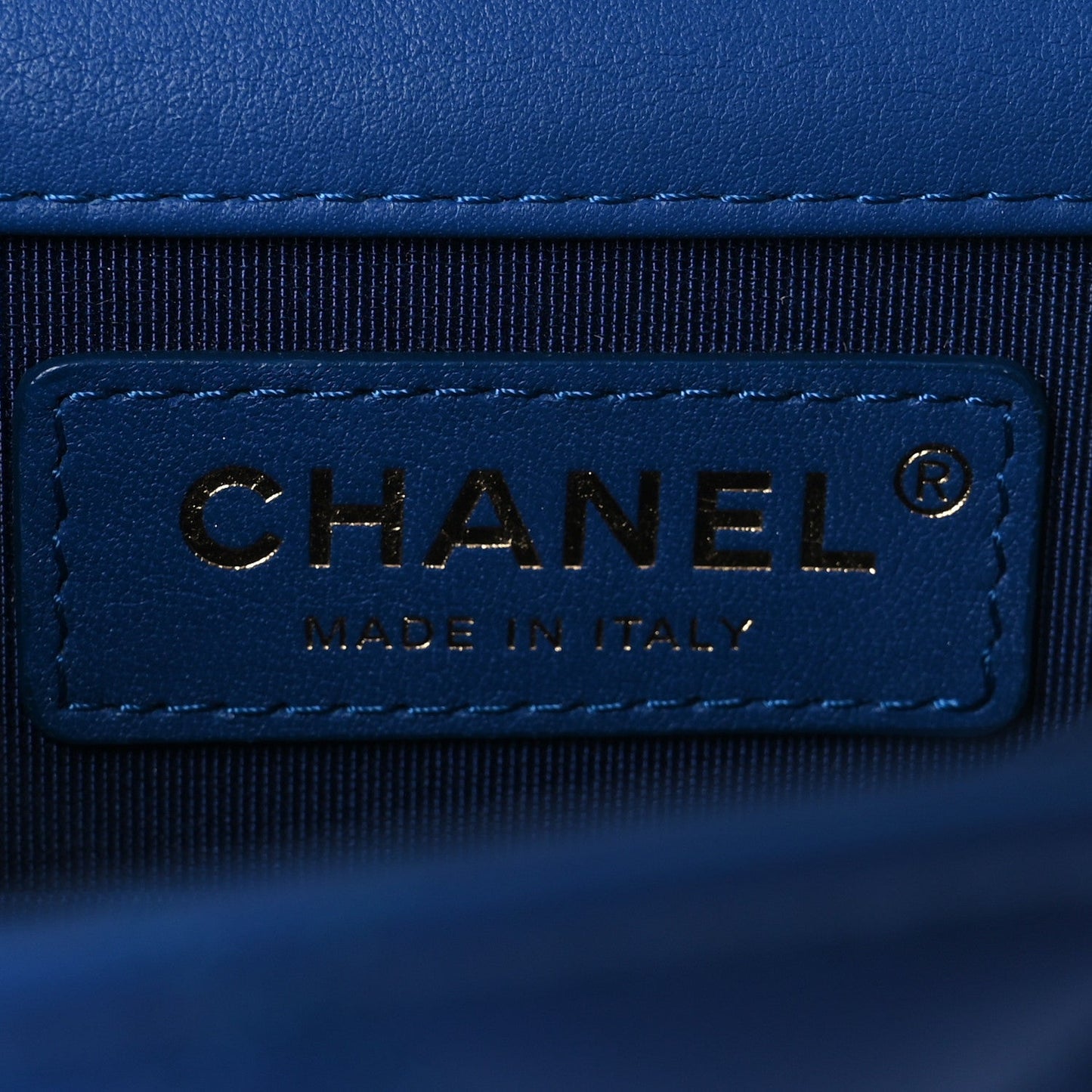 Calfskin Quilted North South Boy Flap Blue