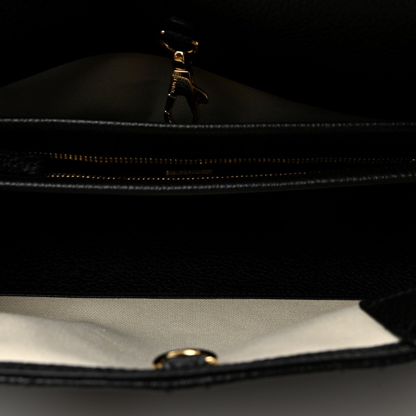 Grained Calfskin Stitched Urban Essentials Small Shopping Bag Black