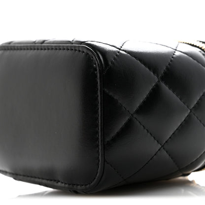 Calfskin Quilted Mini Perfect Fit Vanity Case With Chain Black