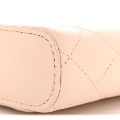 Caviar Quilted Phone Holder With Chain Light Pink