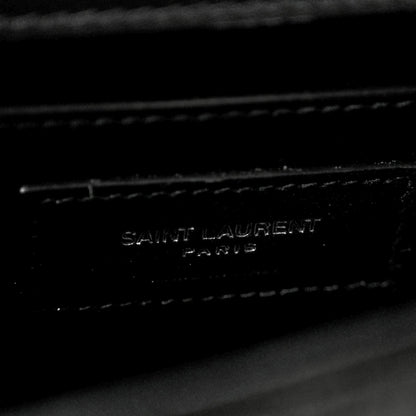 Velvet Crystal Studded Monogram Small Kate Satchel Black
