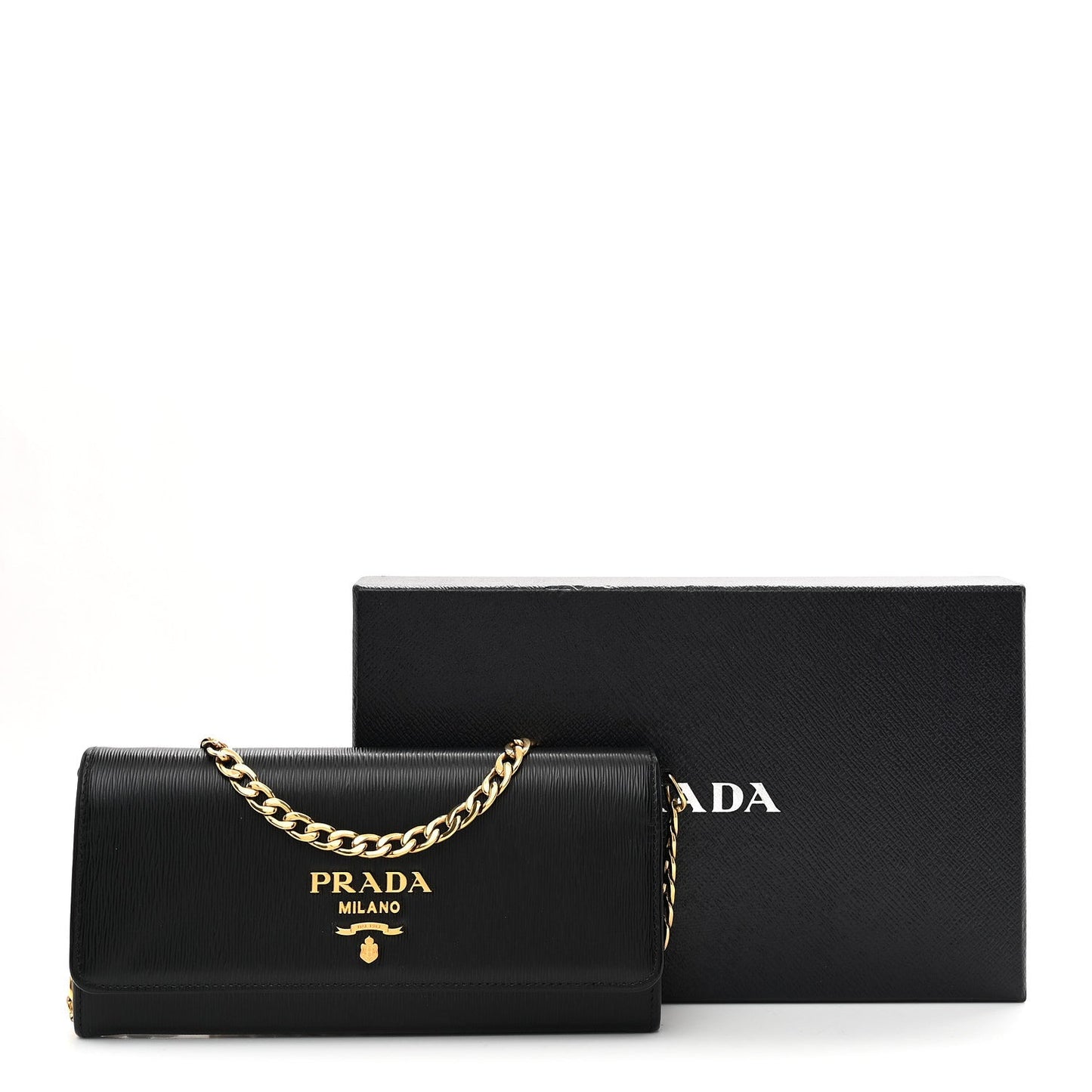 Vitello Move Metal Oro Chain Wallet Black