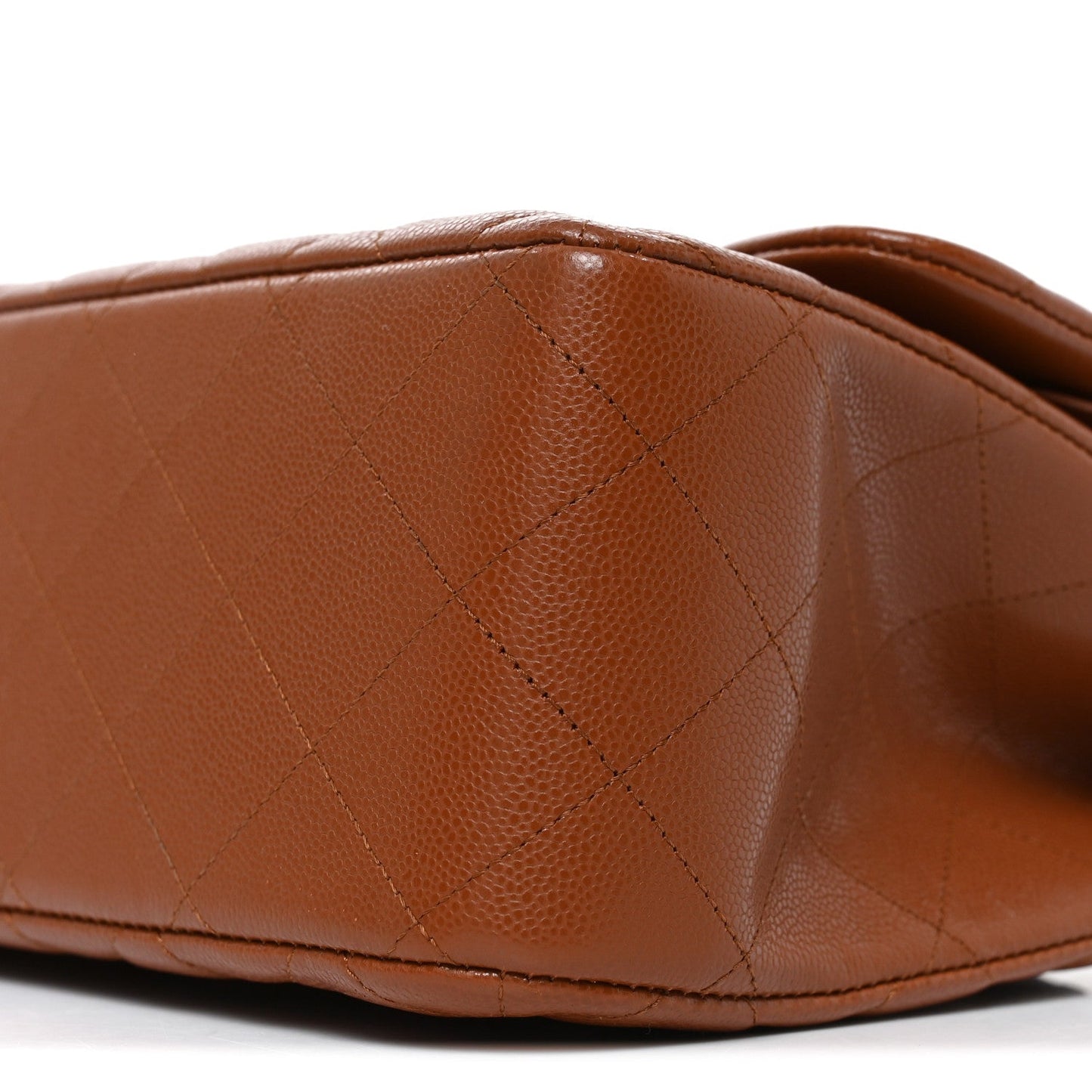 Caviar Quilted Jumbo Double Flap Light Brown