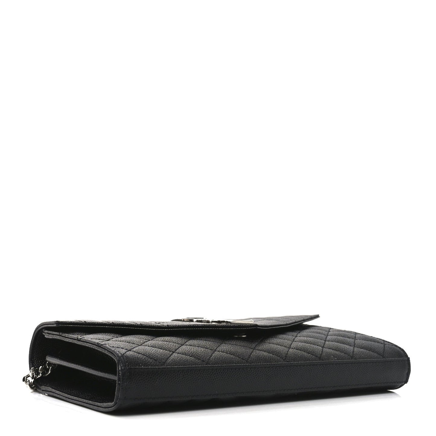 Grain De Poudre Mixed Matelasse Triquilt Monogram Chain Wallet Black