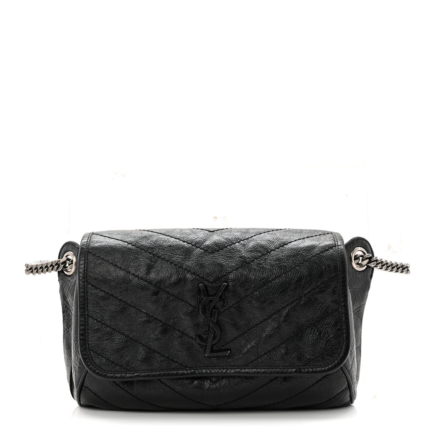 Crinkled Calfskin Matelasse Monogram Niki Body Bag Black
