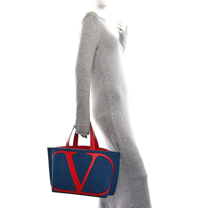 Denim Small Escape Tote Blue Red