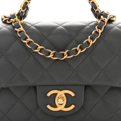 Caviar Quilted Mini Handy CC Flap Grey