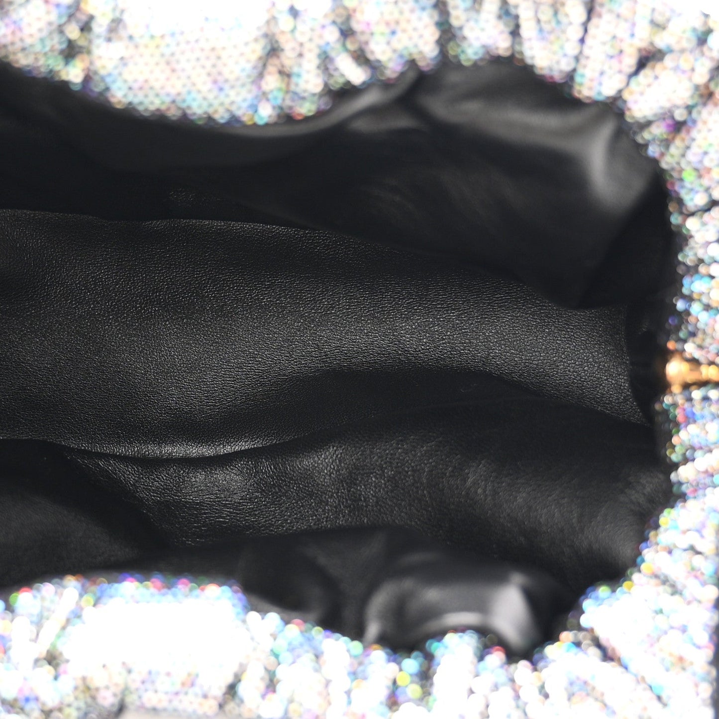Glitter Calfskin Mini Cloud Clutch Multicolor
