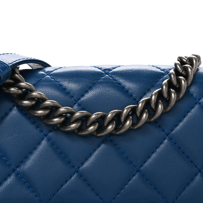Calfskin Quilted Medium Rock My Shoulder Flap Blue