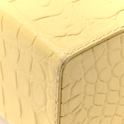 Calfskin Crocodile Embossed Daisey Box Clutch Yellow
