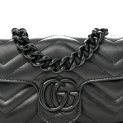 Calfskin Matelasse Monochrome GG Marmont Chain Belt Bag Black