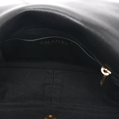 Caviar Quilted Medium Chain Flap  Black