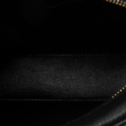 Signature Grained Calfskin Logo XS Ville Camera Bag Black White