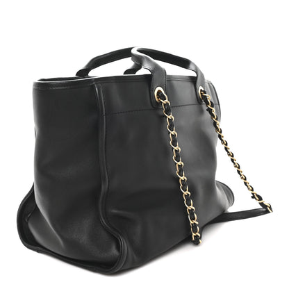Calfskin Medium Deauville Tote Black Multicolor