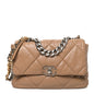 Lambskin Quilted Large Chanel 19 Flap Beige