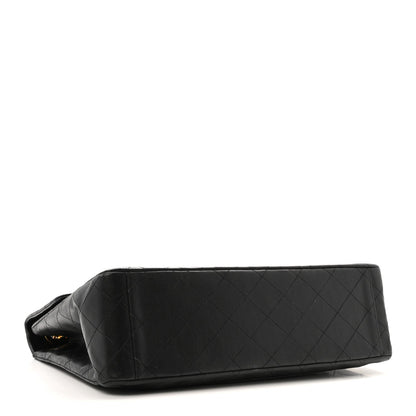 Lambskin Quilted XL Jumbo Single Flap Black