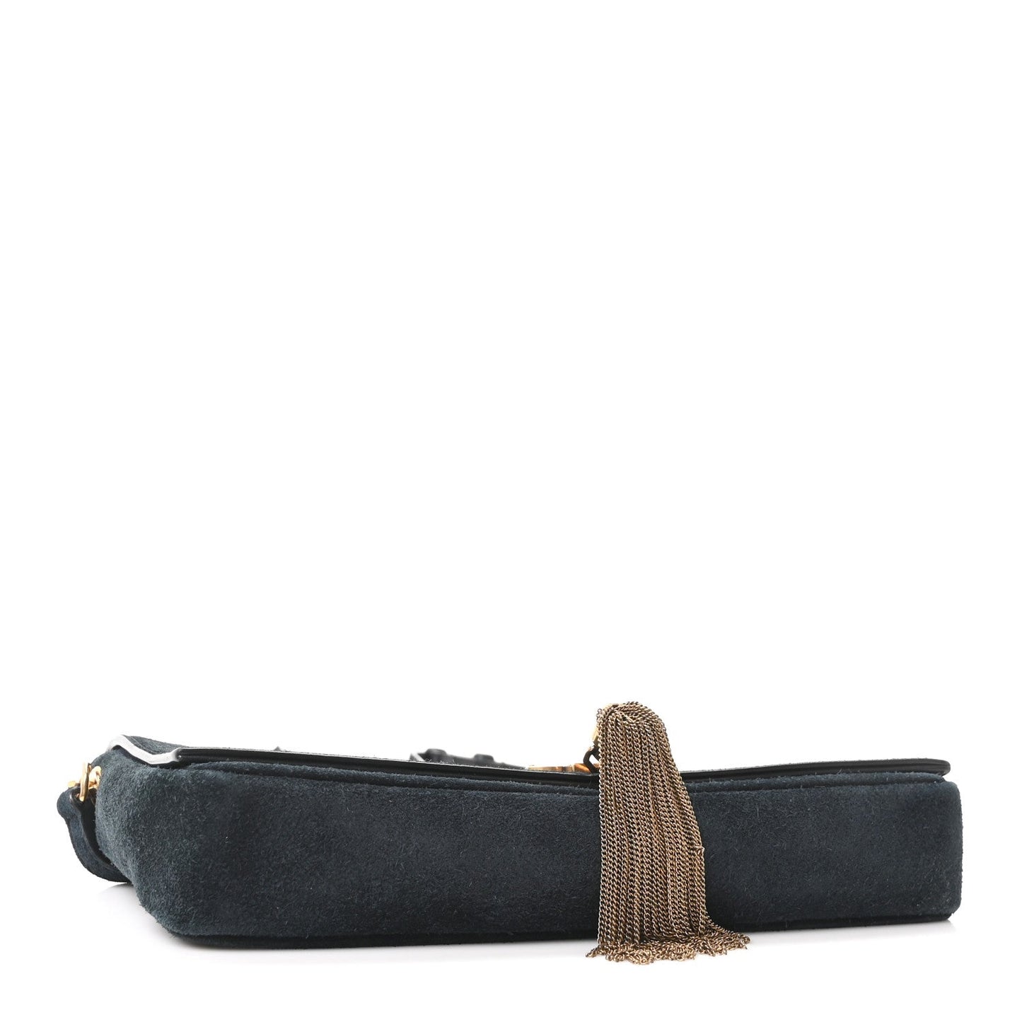 Suede Monogram Tassel Kate 99 Baguette Bag Black