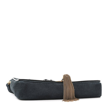 Suede Monogram Tassel Kate 99 Baguette Bag Black