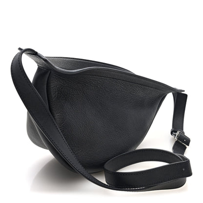 Grained Calfskin Small Slouchy Banana Bag Black