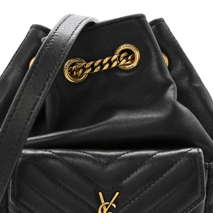 Lambskin Matelasse Monogram Joe Nano Bucket Bag Black