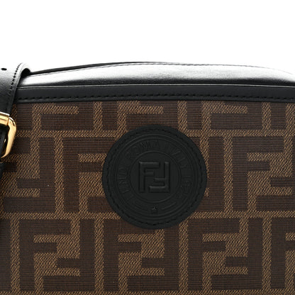 Glazed Fabric Vitello Century FF 1974 Stamp Patch Mini Camera Case Mogano Panna Black