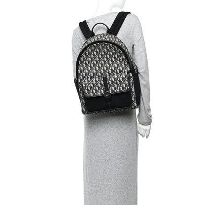 Oblique Calfskin 8 Backpack Beige Black