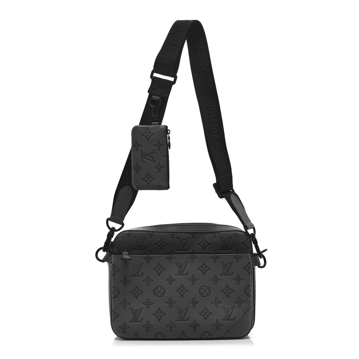 Calfskin Monogram Shadow Trio Messenger Anthracite Gray