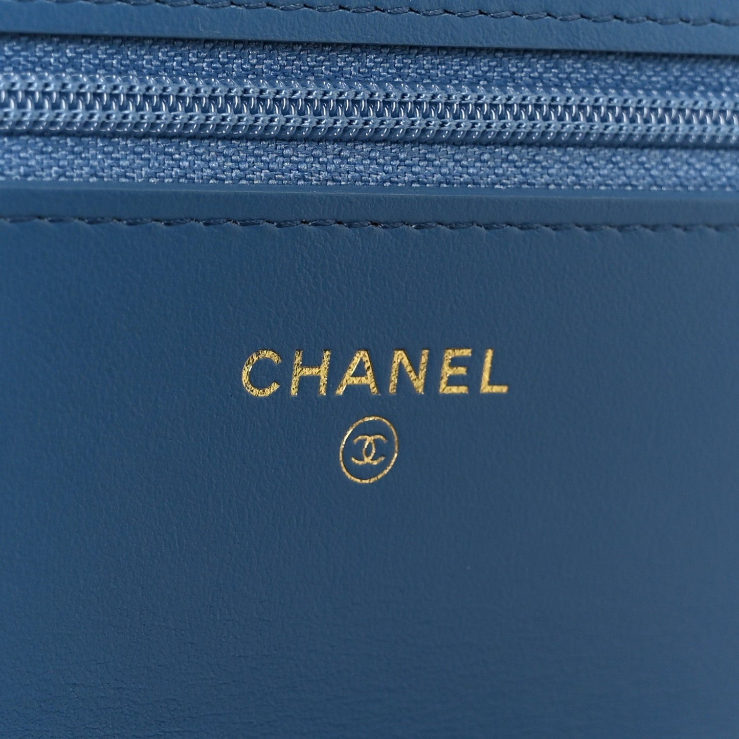 Denim Quilted Chanel 19 Wallet On Chain WOC Blue
