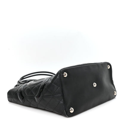Calfskin Quilted Large Cambon Tote Black