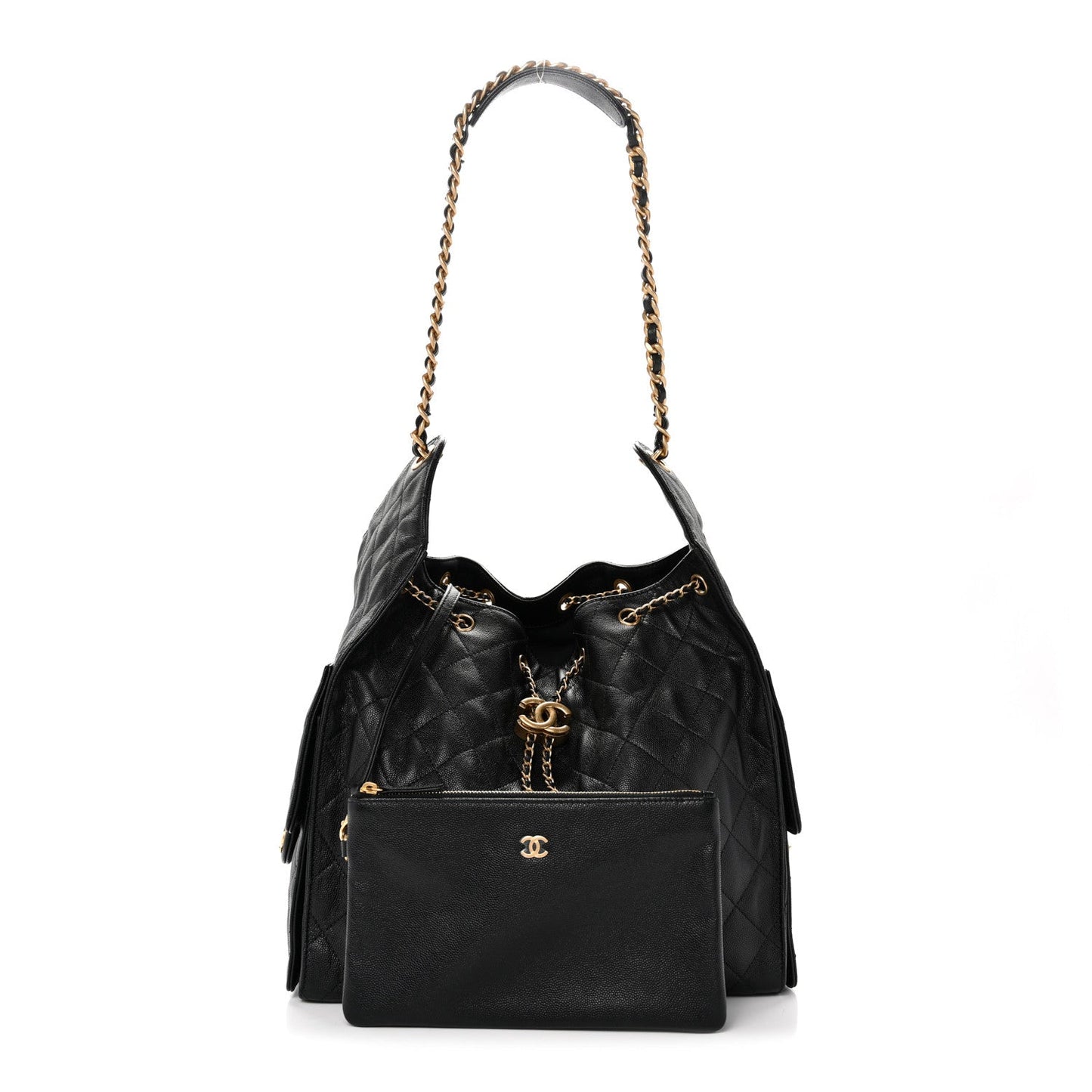 Caviar Quilted Medium Chanel 25 Handbag Black