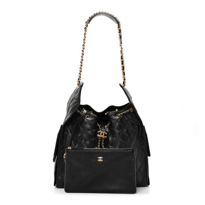 Caviar Quilted Medium Chanel 25 Handbag Black