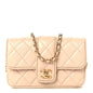 Lambskin Quilted Tab Mini Flap Beige
