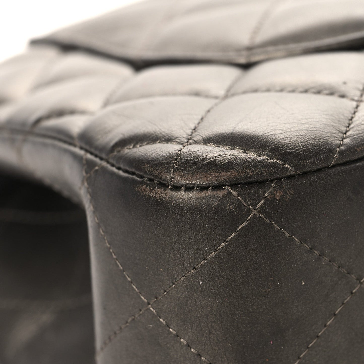 Metallic Lambskin Quilted Jumbo Double Flap Pewter