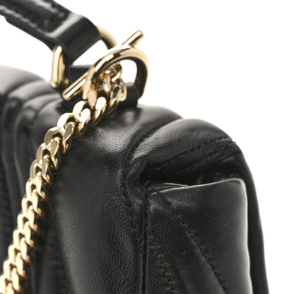 Lambskin Quilted Mini GG Milano Top Handle Shoulder Bag Black