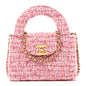 Tweed Quilted Mini Nano Kelly Shopper Pink