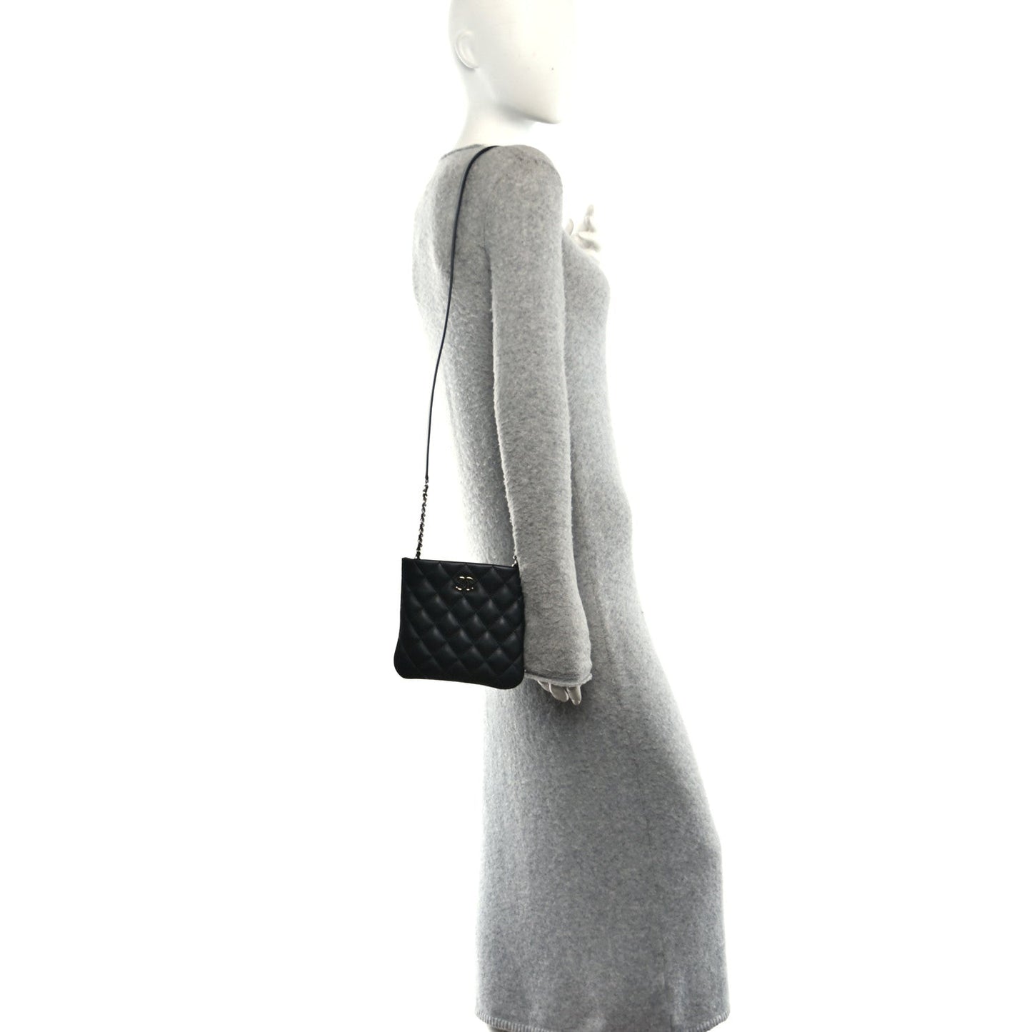 Lambskin Quilted Crossbody Bag Black