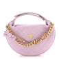 Shiny Caviar Quilted Bow Pouch Hobo Light Purple