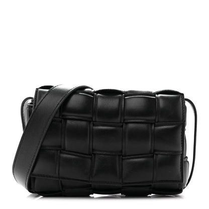 Nappa Maxi Intreccio Small Padded Cassette Crossbody Bag Black