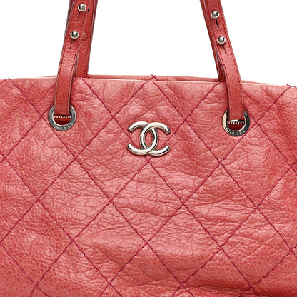 Glazed Calfskin Large On The Road Tote Pink