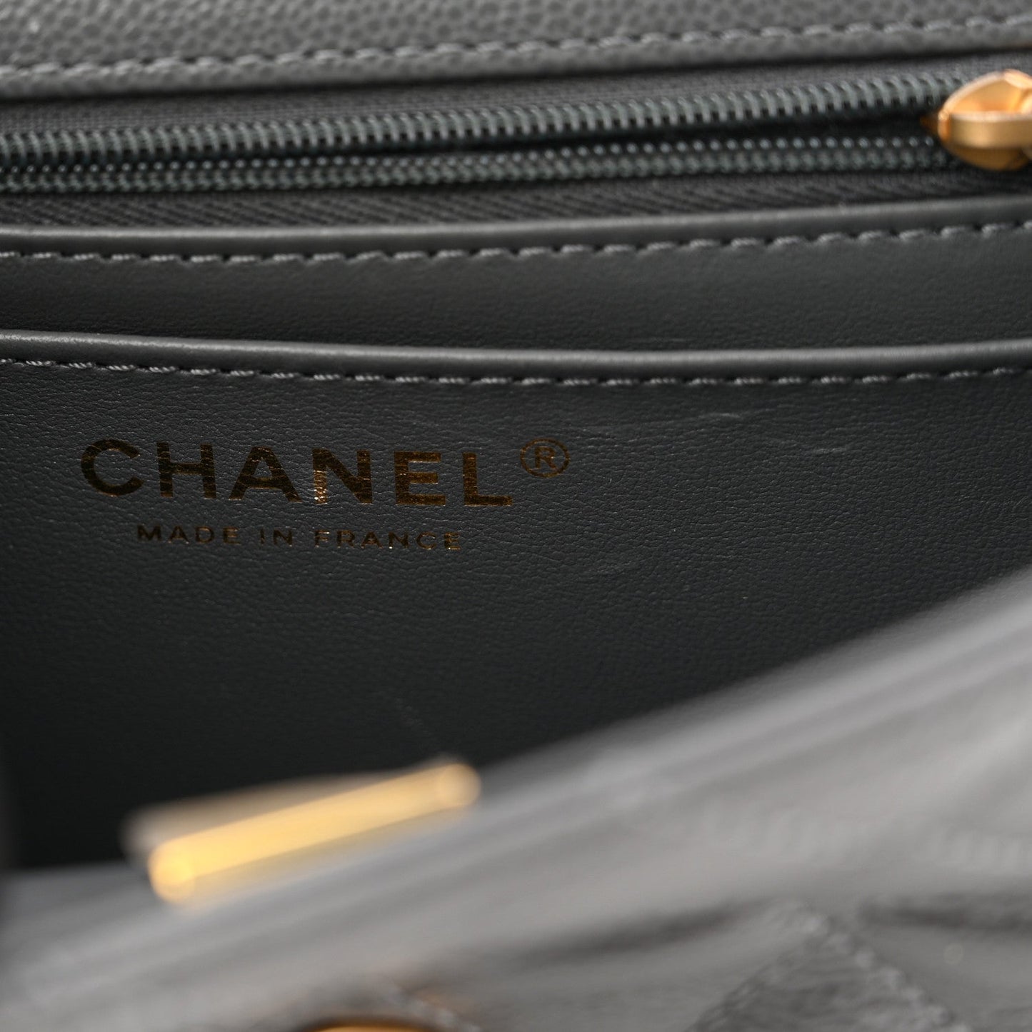 Caviar Quilted Mini Handy CC Flap Grey