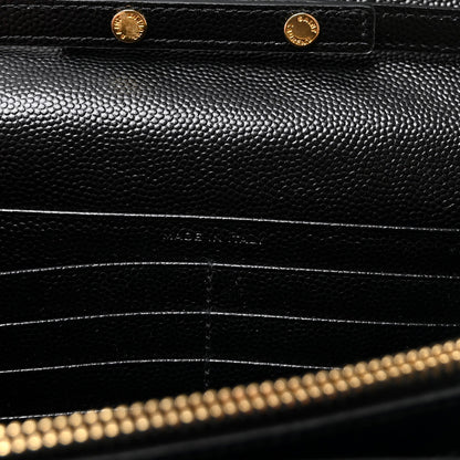 Grain De Poudre Matelasse Chevron Monogram Chain Wallet Black