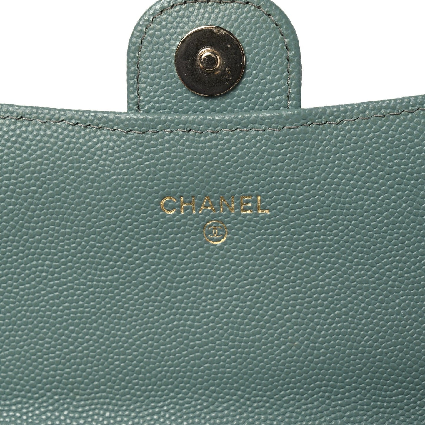 Caviar Quilted Phone Holder Wallet on Removable Chain Light Blue