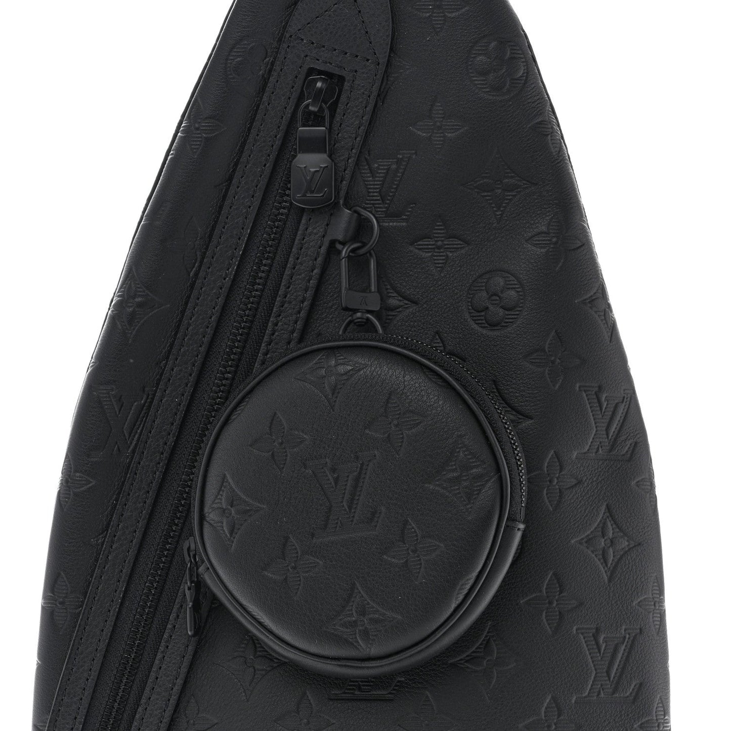 Calfskin Shadow Monogram Duo Slingbag Black