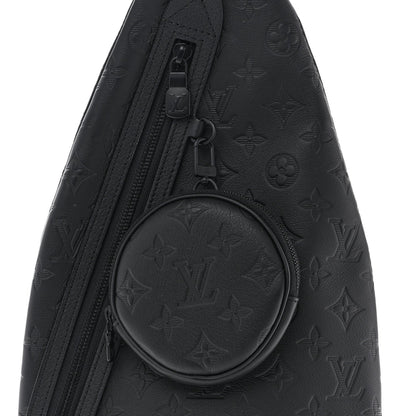 Calfskin Shadow Monogram Duo Slingbag Black