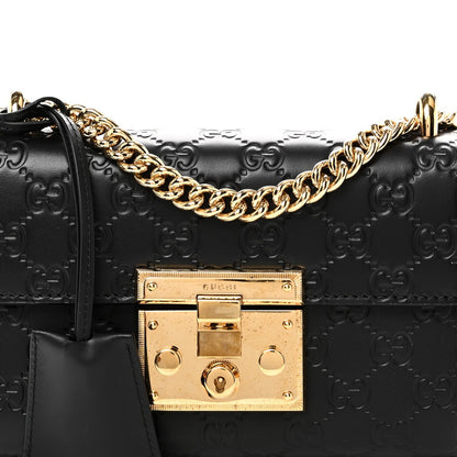 Guccissima Small Padlock Shoulder Bag Black