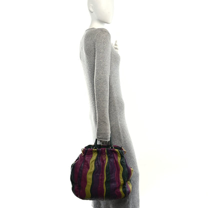 Nappa Trembled Blossoms Stripes Shoulder Bag Viola Alloro